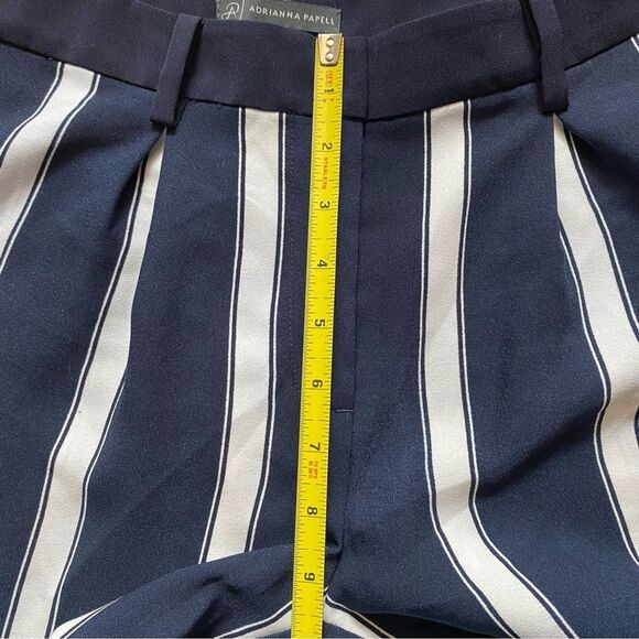 ADRIANNA PAPELL 6 Navy Blue Vertical Stripes Railroad Wide Leg Baggy Trousers - Picture 12 of 15